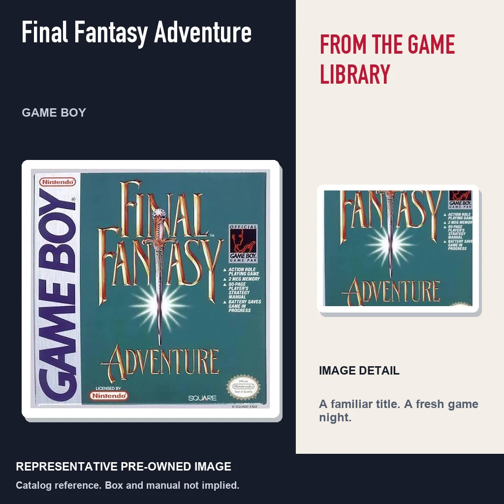 Representative pre-owned Final Fantasy Adventure (Game Boy), editorial image and detail.