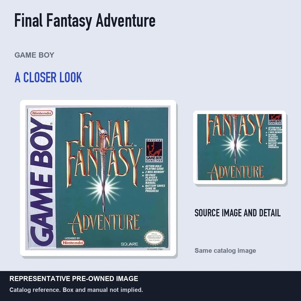 Representative pre-owned Final Fantasy Adventure (Game Boy), full image with detail inset.