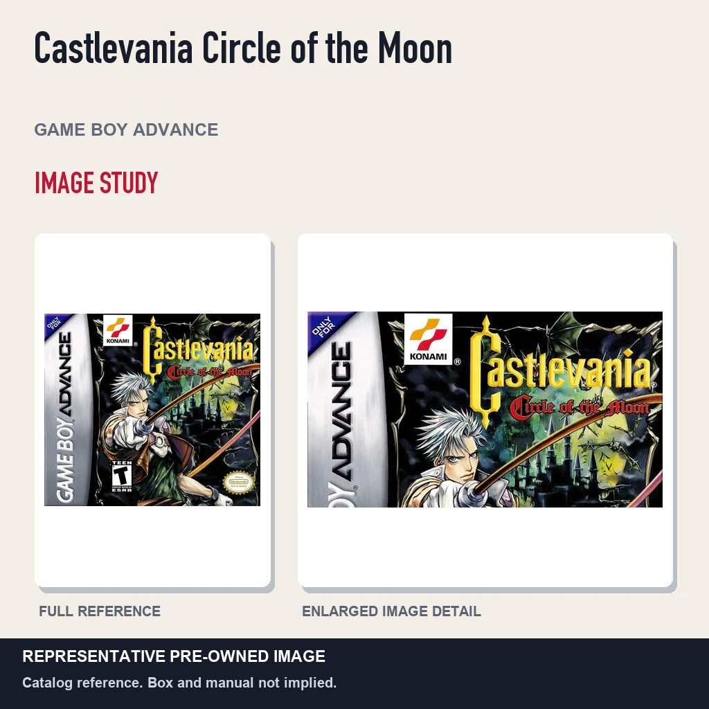 Representative pre-owned Castlevania Circle of the Moon (Game Boy Advance), full image and detail.