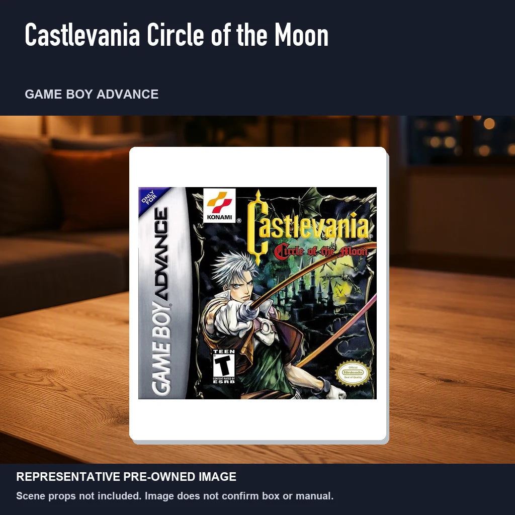 Representative pre-owned Castlevania Circle of the Moon (Game Boy Advance), product image in a styled room scene.