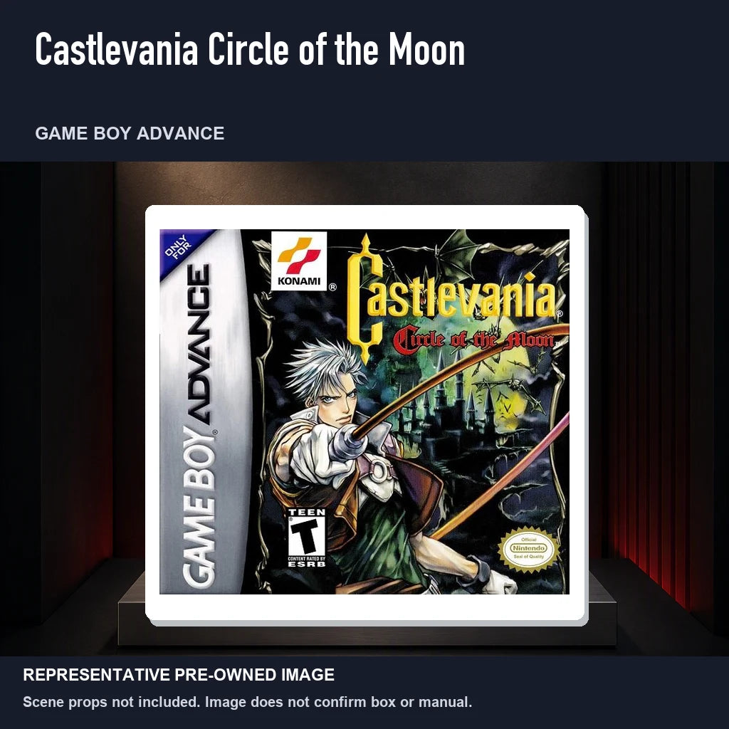 Representative pre-owned Castlevania Circle of the Moon (Game Boy Advance), product image on a display panel.