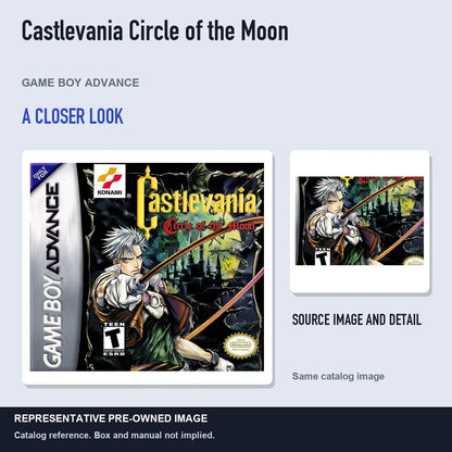 Representative pre-owned Castlevania Circle of the Moon (Game Boy Advance), full image with detail inset.