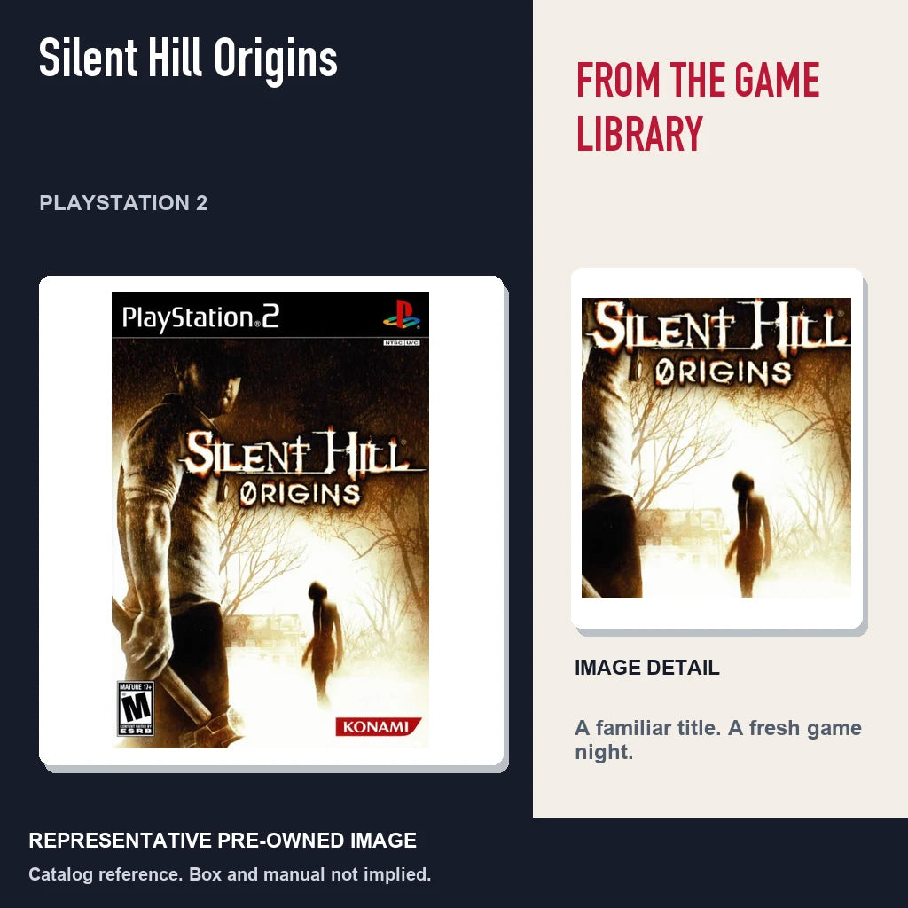 Representative pre-owned Silent Hill Origins (PlayStation 2), editorial image and detail.