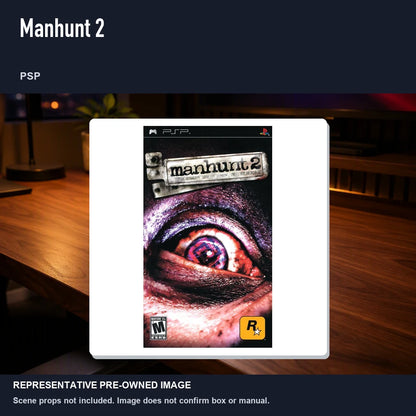 Representative pre-owned Manhunt 2 (PSP), product image in a styled desk scene.