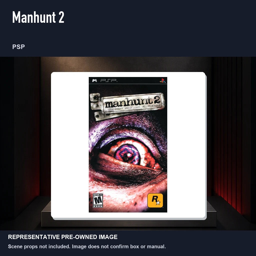 Representative pre-owned Manhunt 2 (PSP), product image on a display panel.