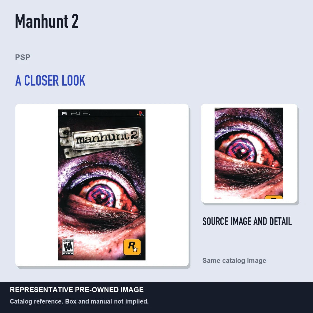 Representative pre-owned Manhunt 2 (PSP), full image with detail inset.