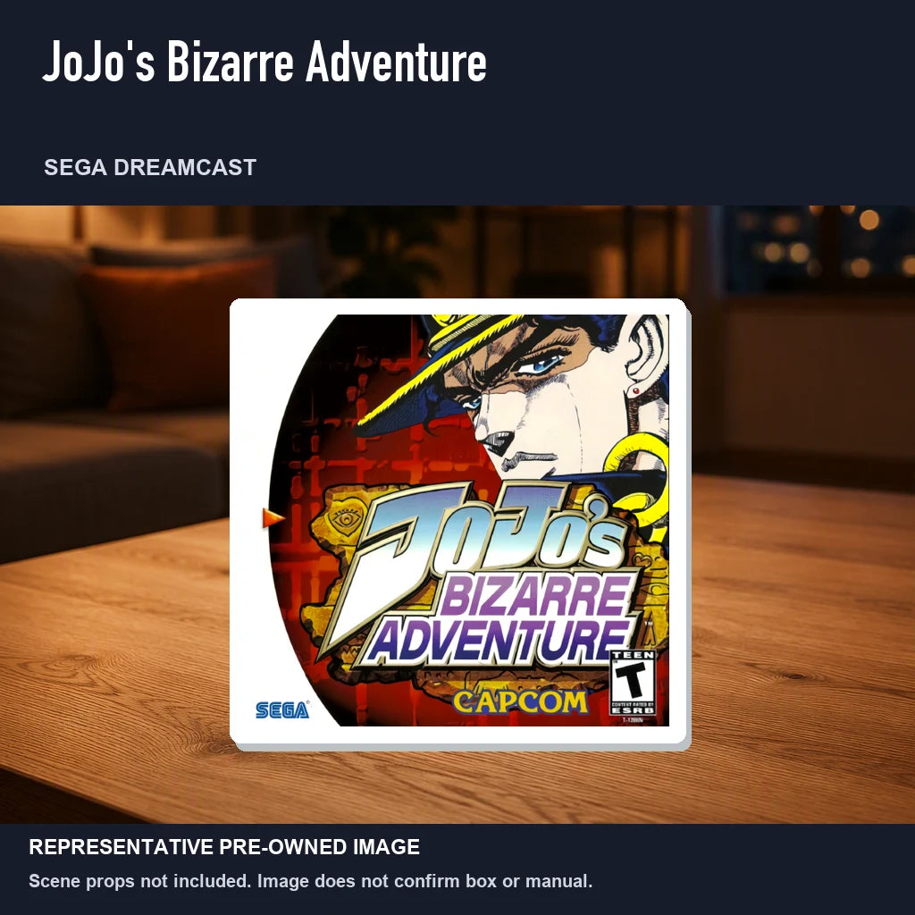 Representative pre-owned JoJo's Bizarre Adventure (Sega Dreamcast), product image in a styled room scene.