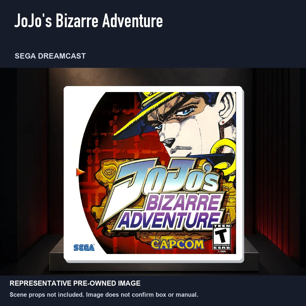 Representative pre-owned JoJo's Bizarre Adventure (Sega Dreamcast), product image on a display panel.