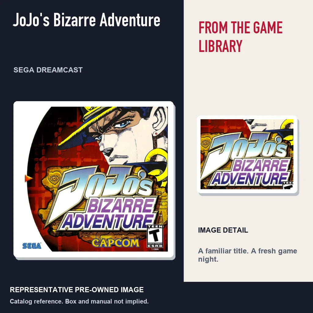 Representative pre-owned JoJo's Bizarre Adventure (Sega Dreamcast), editorial image and detail.