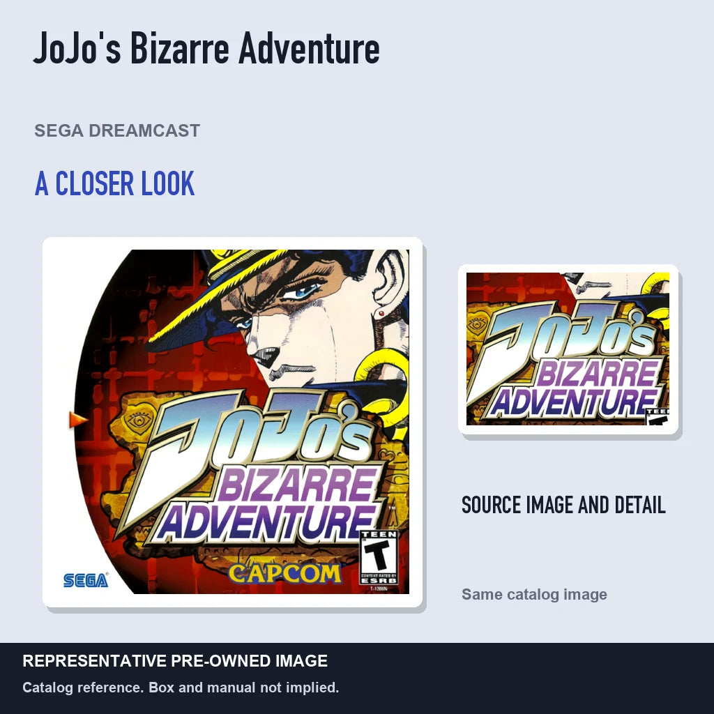 Representative pre-owned JoJo's Bizarre Adventure (Sega Dreamcast), full image with detail inset.