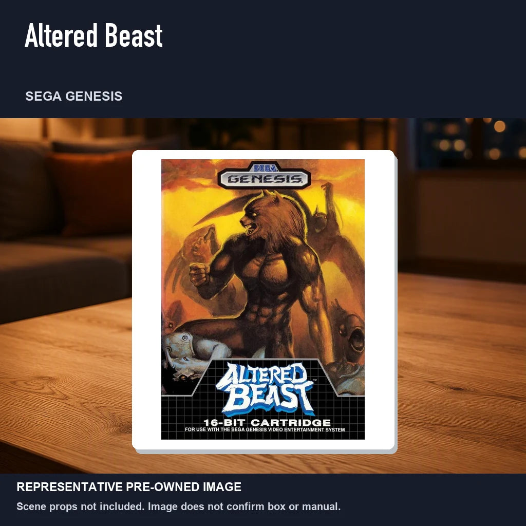 Representative pre-owned Altered Beast (Sega Genesis), product image in a styled room scene.