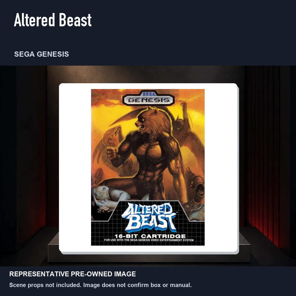 Representative pre-owned Altered Beast (Sega Genesis), product image on a display panel.