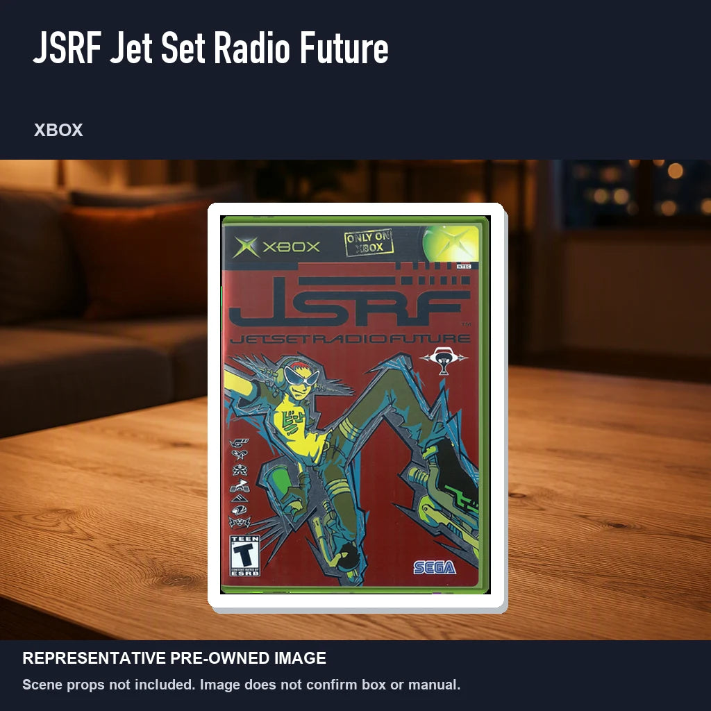 Representative pre-owned JSRF Jet Set Radio Future (Xbox), product image in a styled room scene.