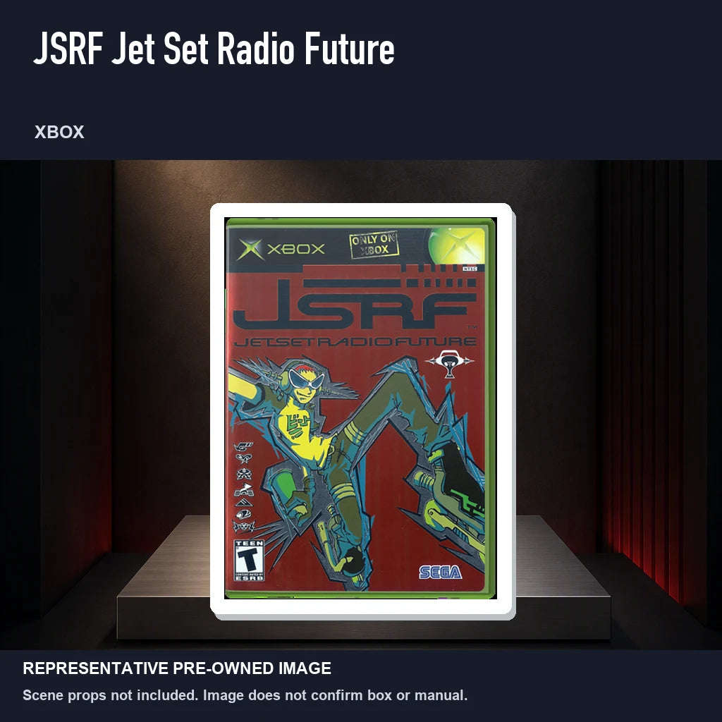 Representative pre-owned JSRF Jet Set Radio Future (Xbox), product image on a display panel.