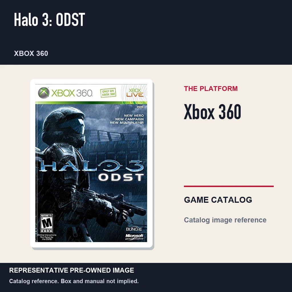 Representative pre-owned Halo 3: ODST (Xbox 360), platform product layout.