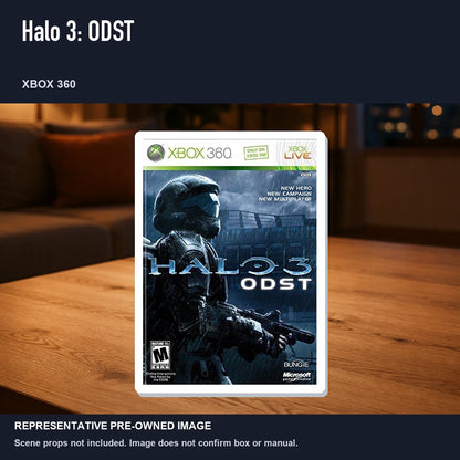 Representative pre-owned Halo 3: ODST (Xbox 360), product image in a styled room scene.