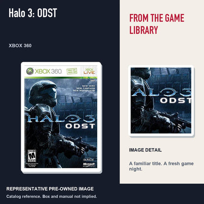 Representative pre-owned Halo 3: ODST (Xbox 360), editorial image and detail.