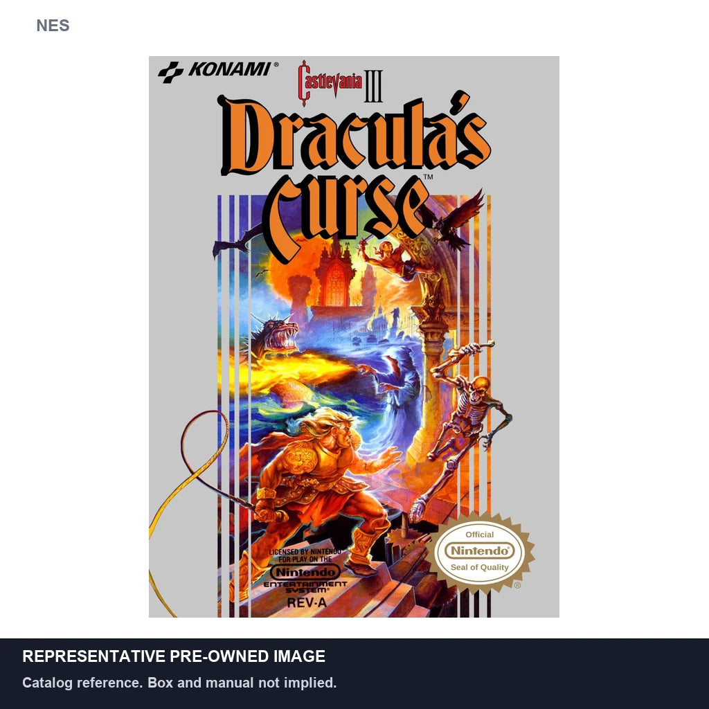 Representative pre-owned Castlevania III Dracula's Curse (NES), white product reference.