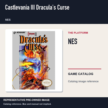 Representative pre-owned Castlevania III Dracula's Curse (NES), platform product layout.