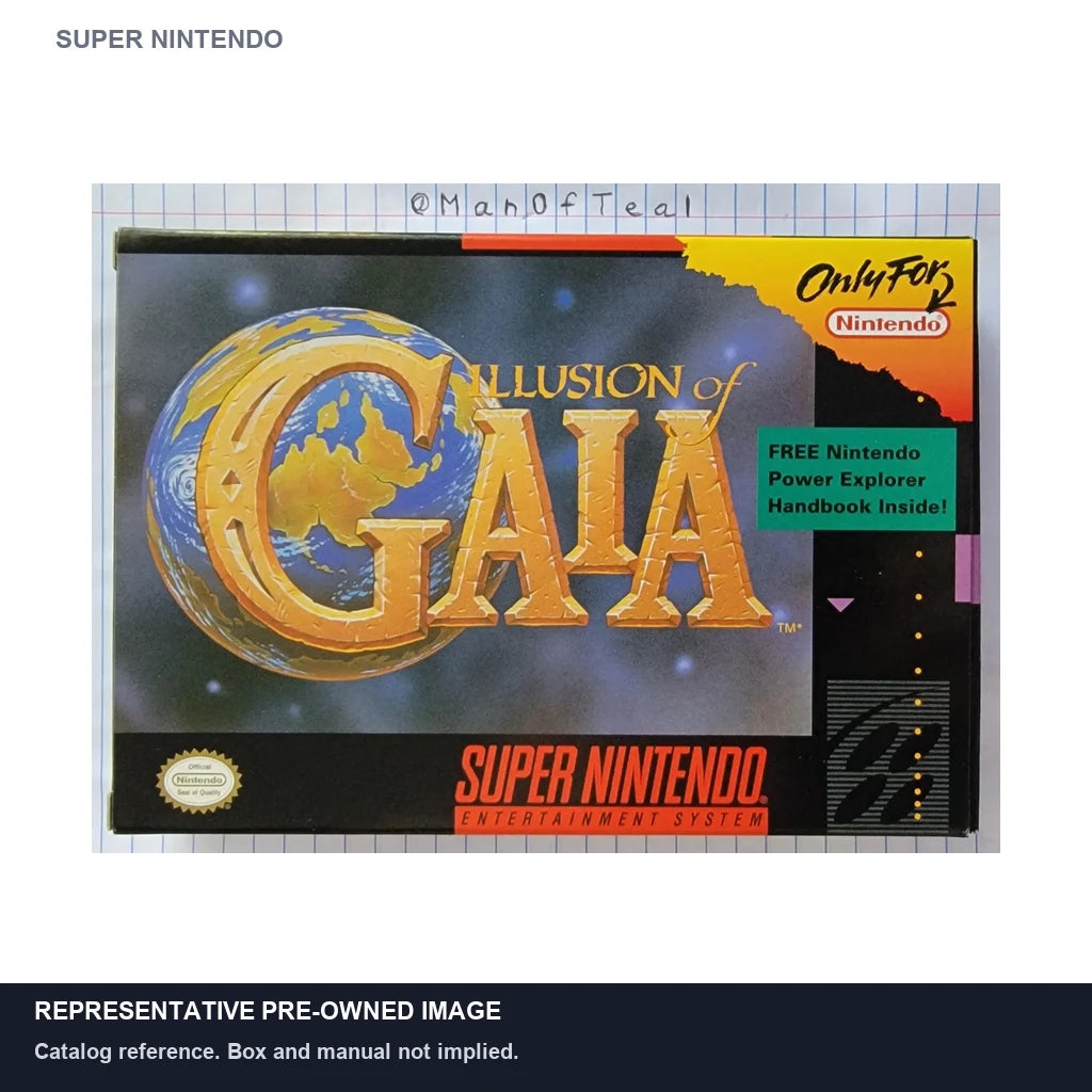Representative pre-owned Illusion of Gaia (Super Nintendo), white product reference.