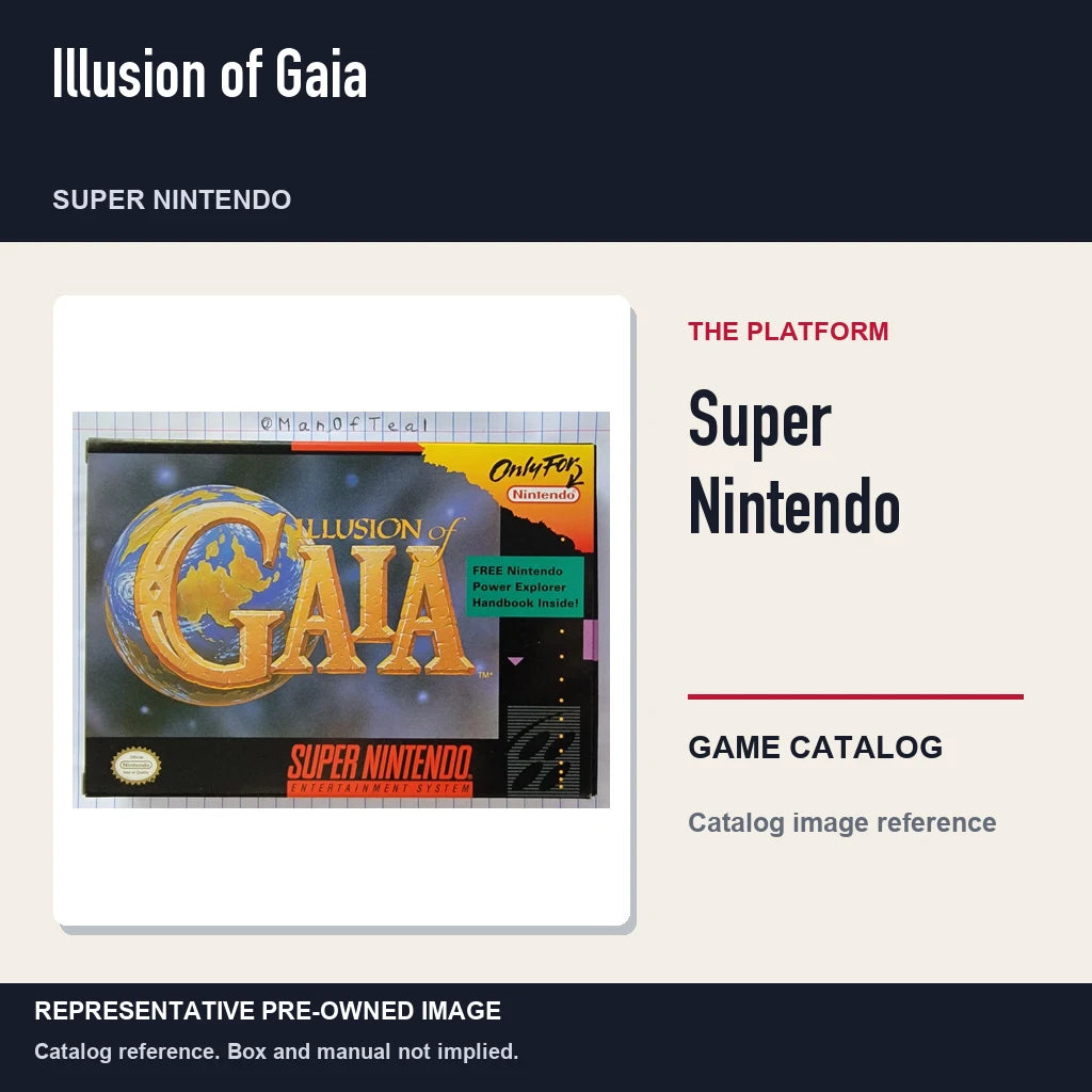 Representative pre-owned Illusion of Gaia (Super Nintendo), platform product layout.