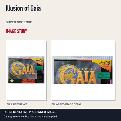 Representative pre-owned Illusion of Gaia (Super Nintendo), full image and detail.