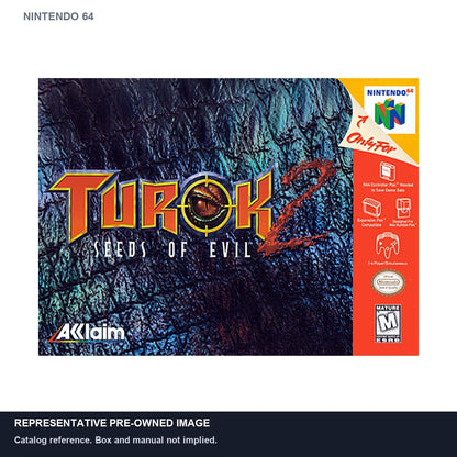 Representative pre-owned Turok 2 Seeds of Evil (Nintendo 64), white product reference.