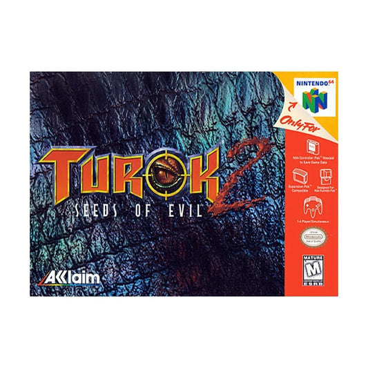 Representative pre-owned Turok 2 Seeds of Evil (Nintendo 64), white product reference.