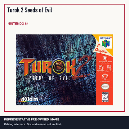 Representative pre-owned Turok 2 Seeds of Evil (Nintendo 64), minimal product layout.