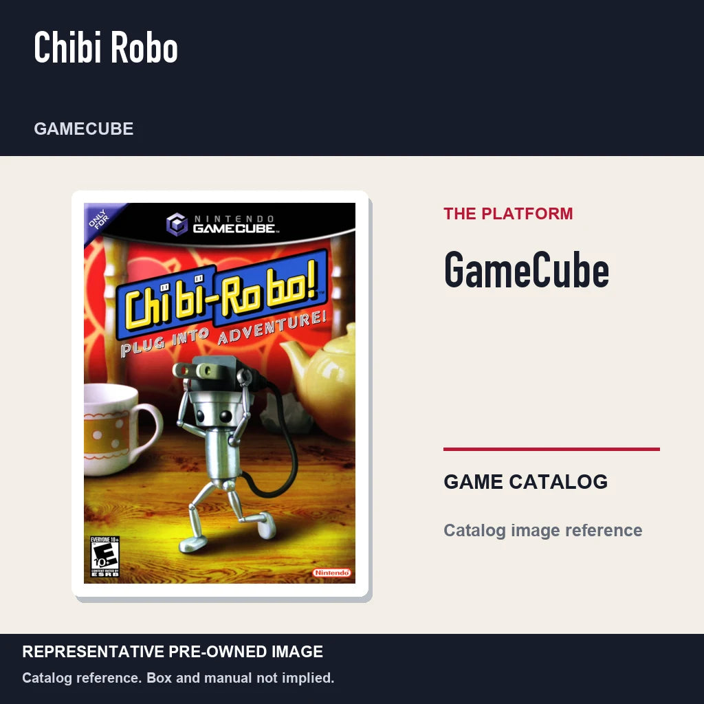 Representative pre-owned Chibi Robo (GameCube), platform product layout.