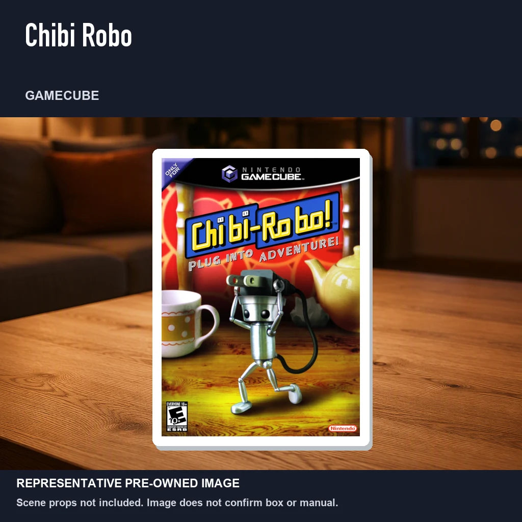 Representative pre-owned Chibi Robo (GameCube), product image in a styled room scene.