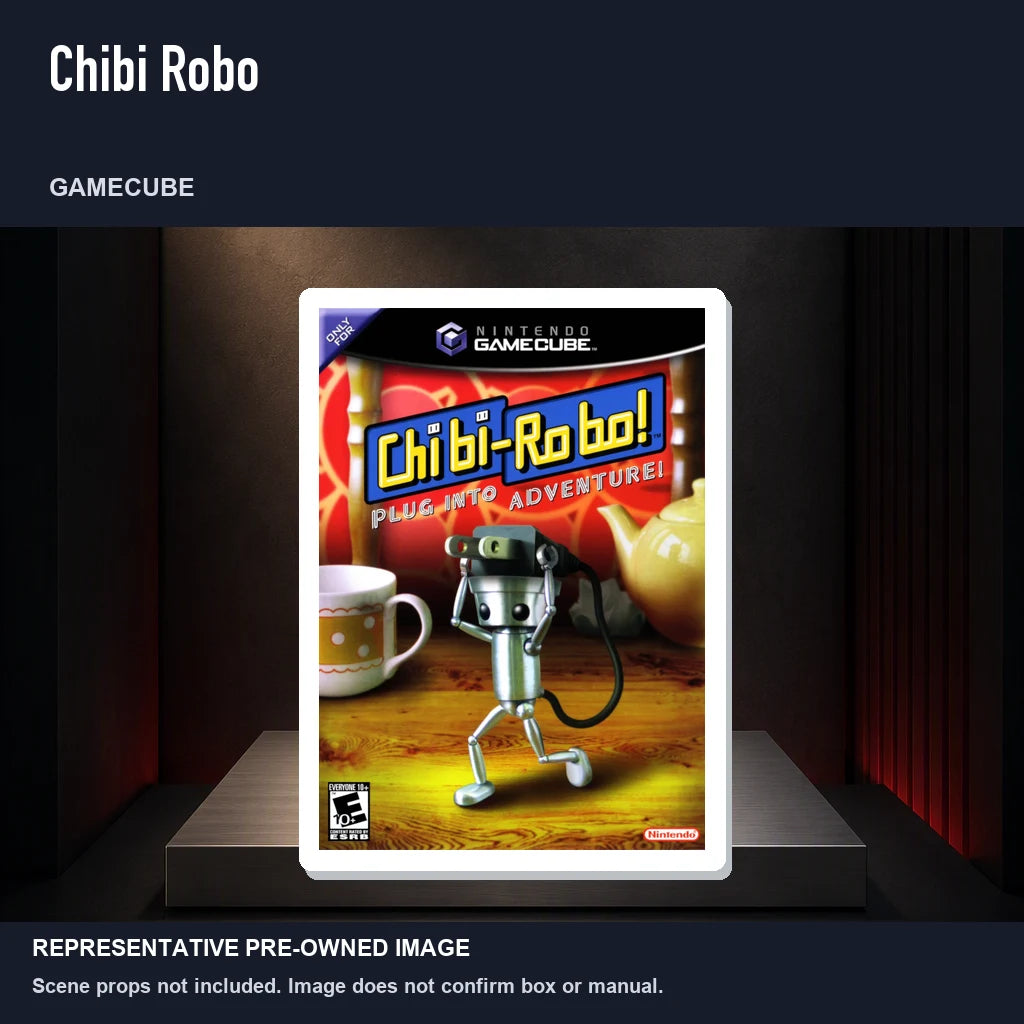 Representative pre-owned Chibi Robo (GameCube), product image on a display panel.