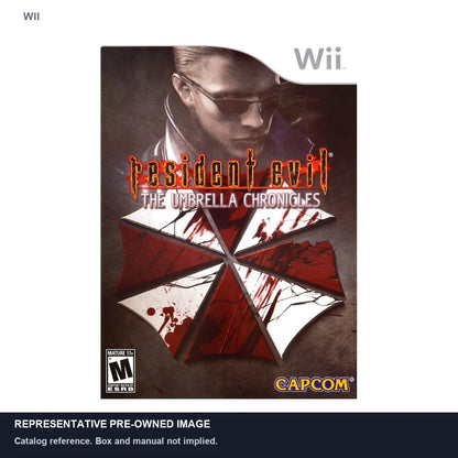 Representative pre-owned Resident Evil The Umbrella Chronicles (Wii), white product reference.