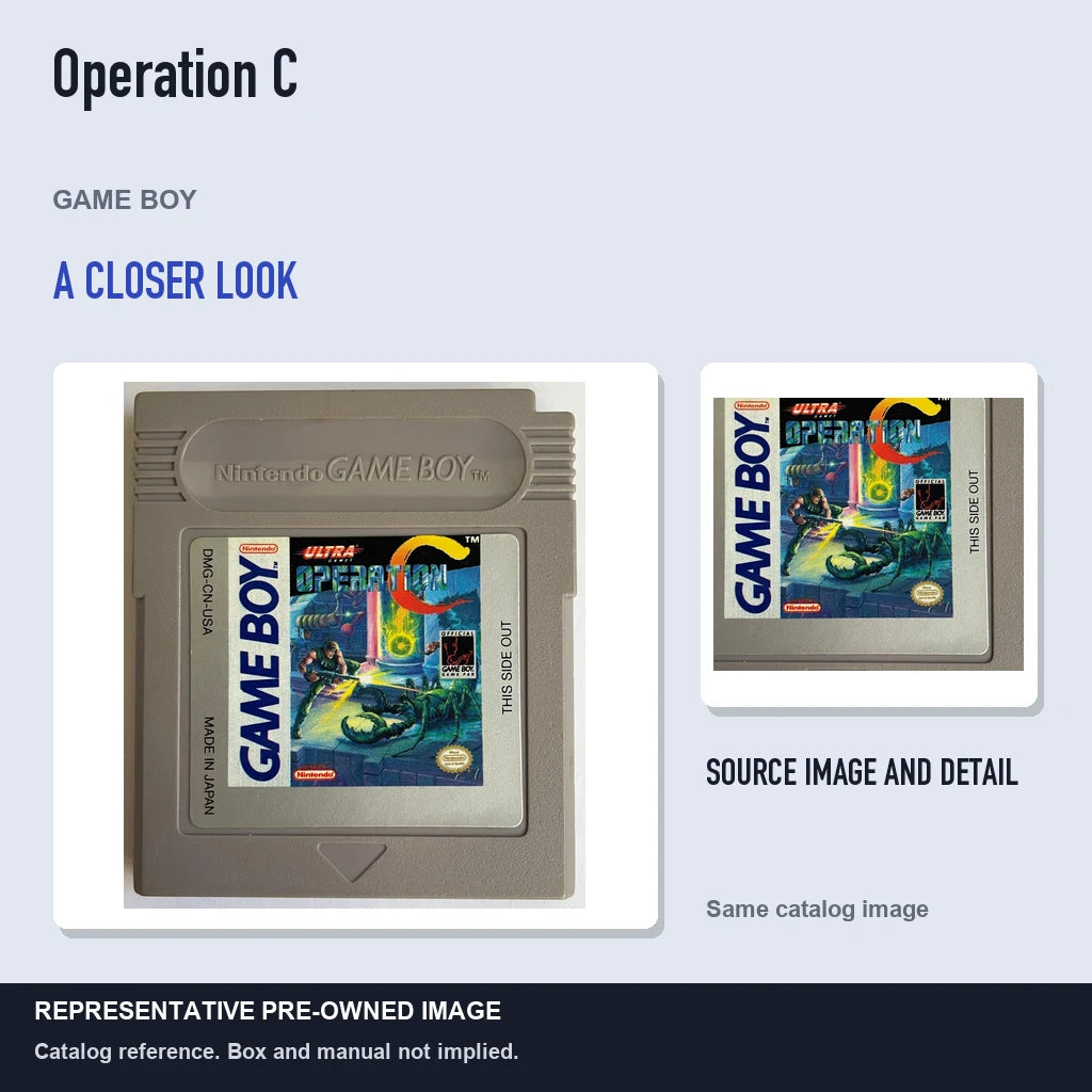 Representative pre-owned Operation C (Game Boy), full image with detail inset.