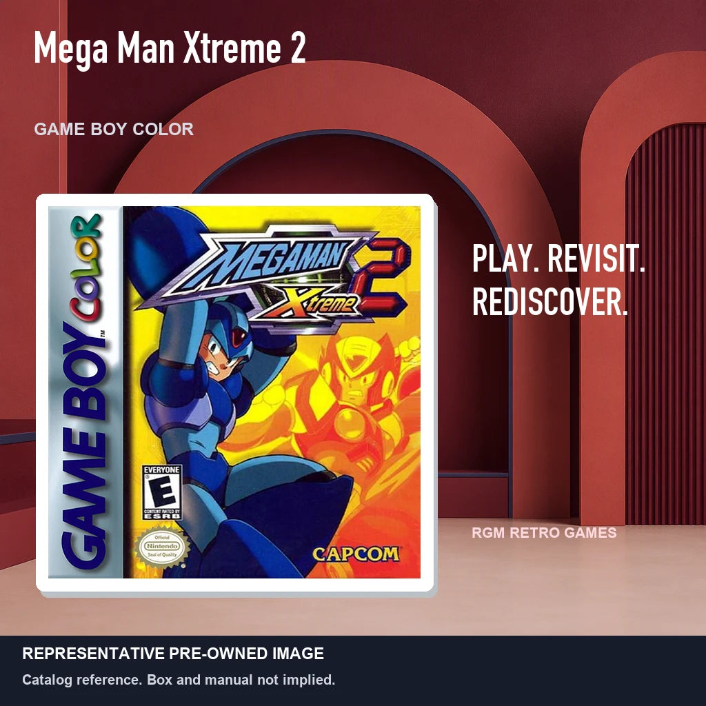 Representative pre-owned Mega Man Xtreme 2 (Game Boy Color), red retro product layout.