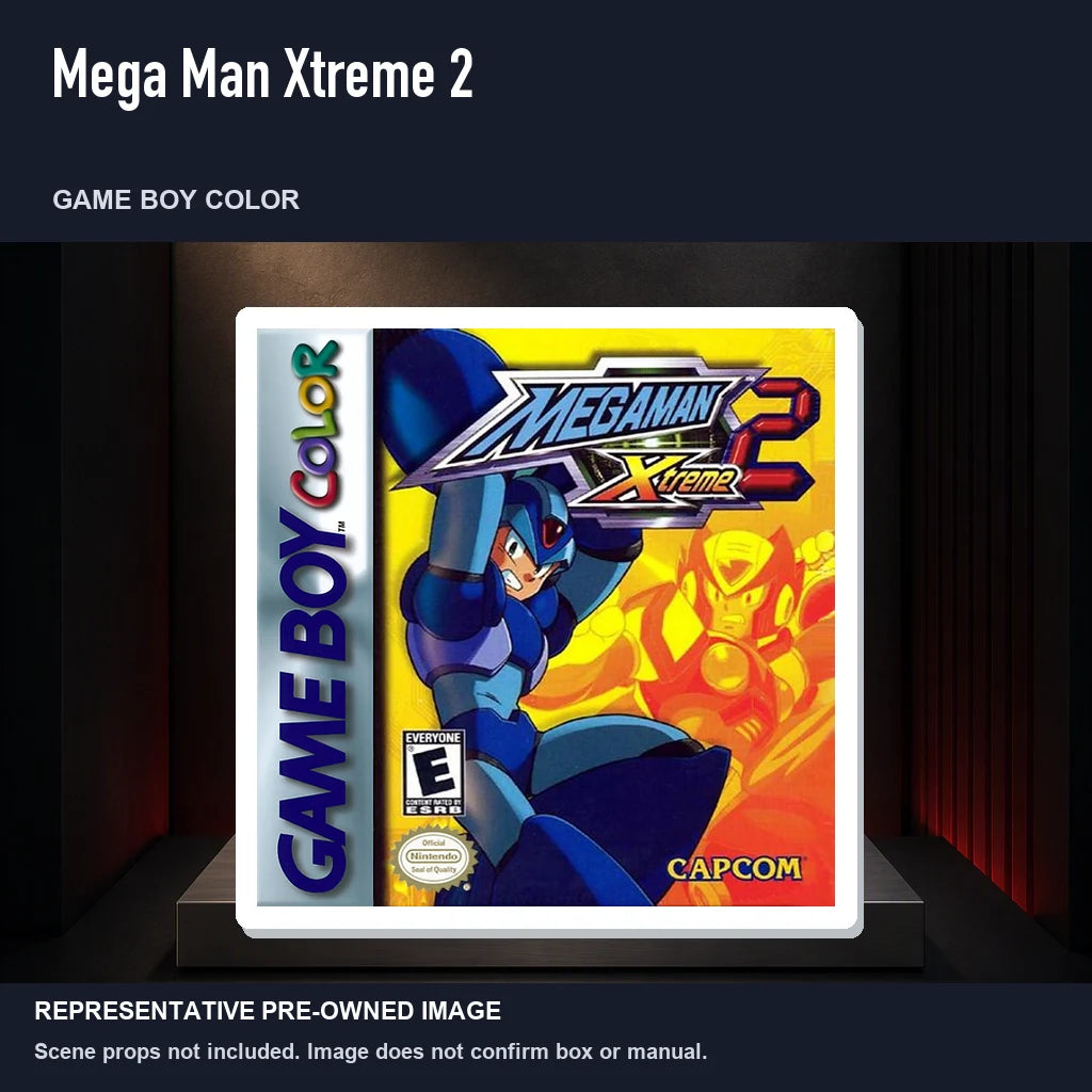 Representative pre-owned Mega Man Xtreme 2 (Game Boy Color), product image on a display panel.