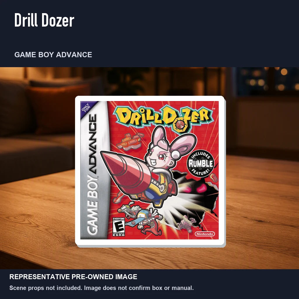 Representative pre-owned Drill Dozer (Game Boy Advance), product image in a styled room scene.