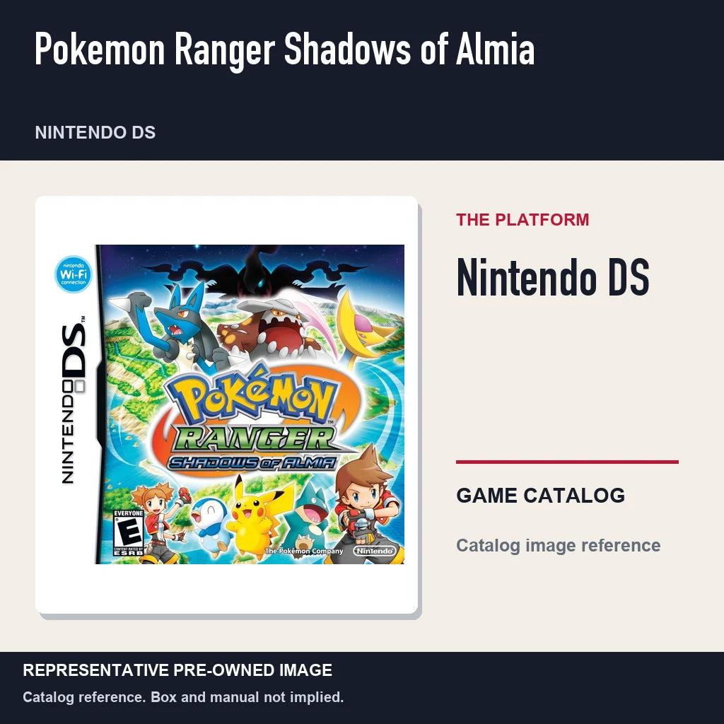 Representative pre-owned Pokemon Ranger Shadows of Almia (Nintendo DS), platform product layout.