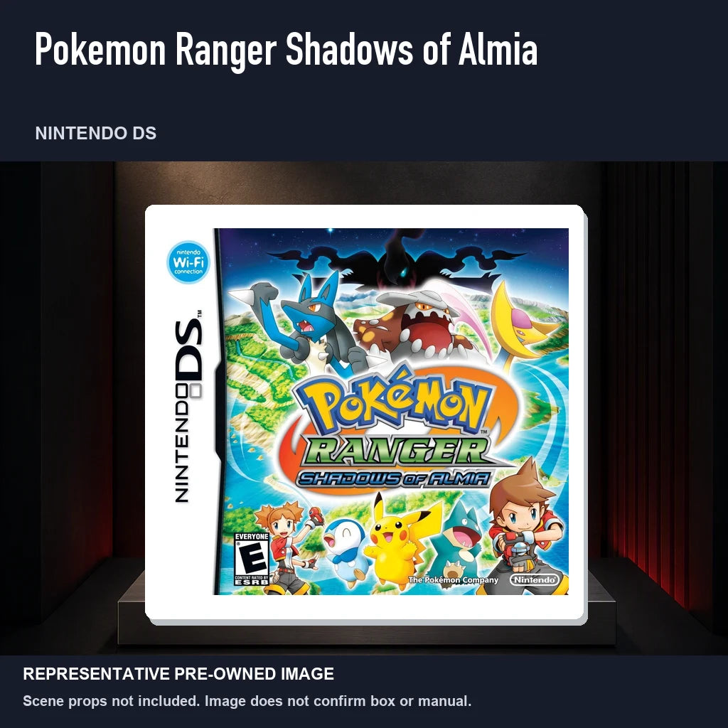 Representative pre-owned Pokemon Ranger Shadows of Almia (Nintendo DS), product image on a display panel.