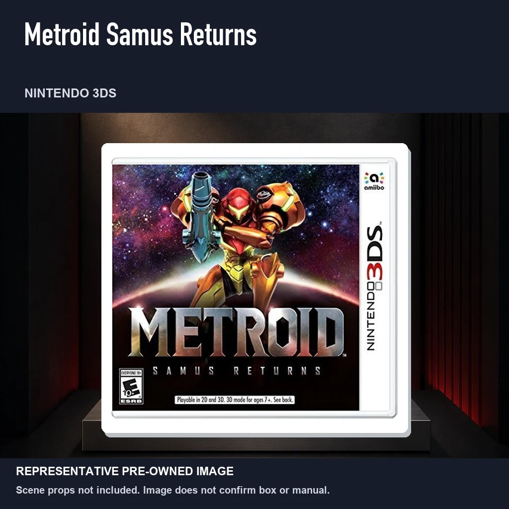 Representative pre-owned Metroid Samus Returns (Nintendo 3DS), product image on a display panel.