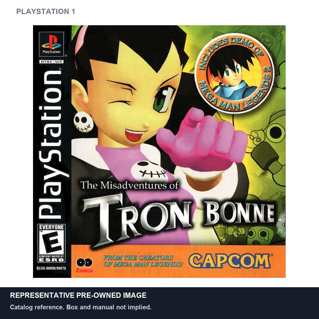 Representative pre-owned The Misadventures of Tron Bonne (PlayStation 1), white product reference.