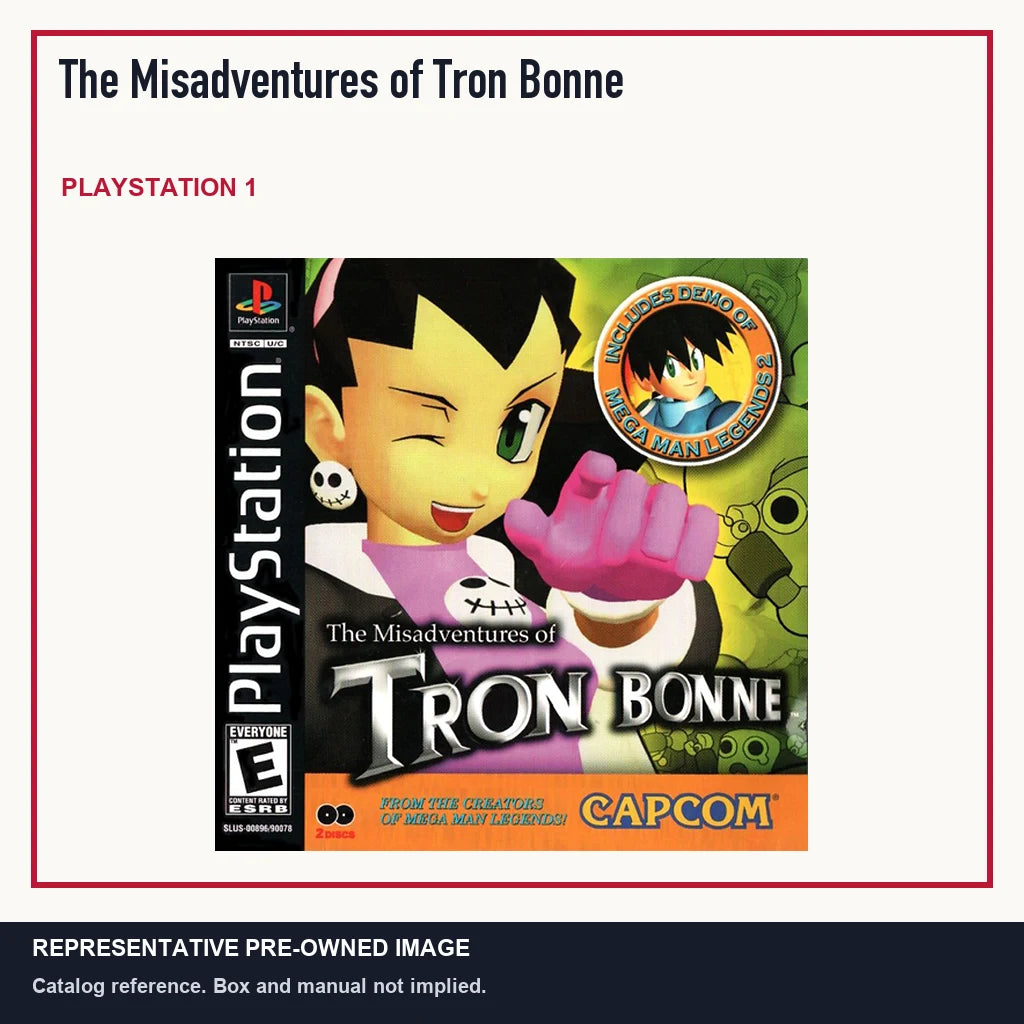 Representative pre-owned The Misadventures of Tron Bonne (PlayStation 1), minimal product layout.