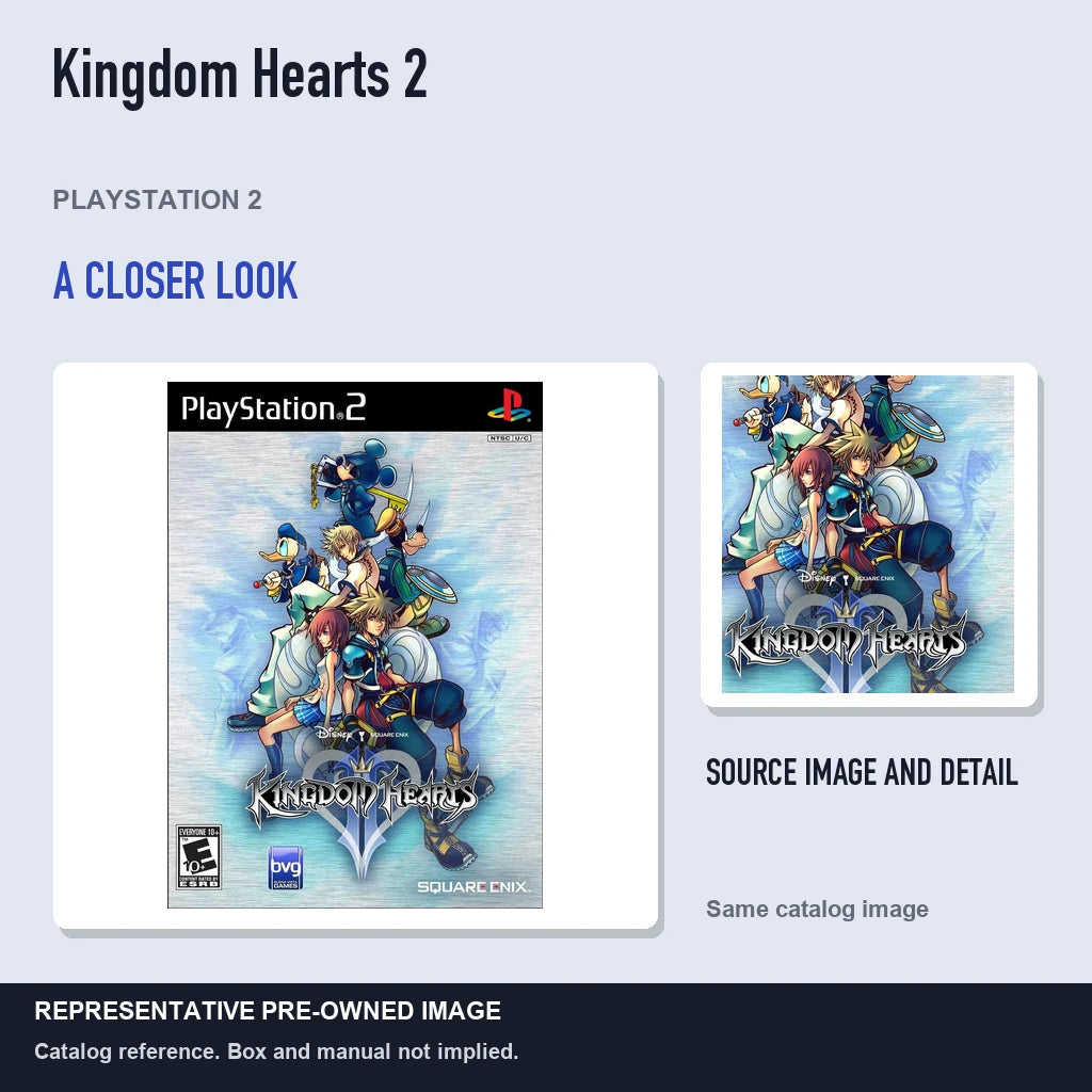 Representative pre-owned Kingdom Hearts 2 (PlayStation 2), full image with detail inset.