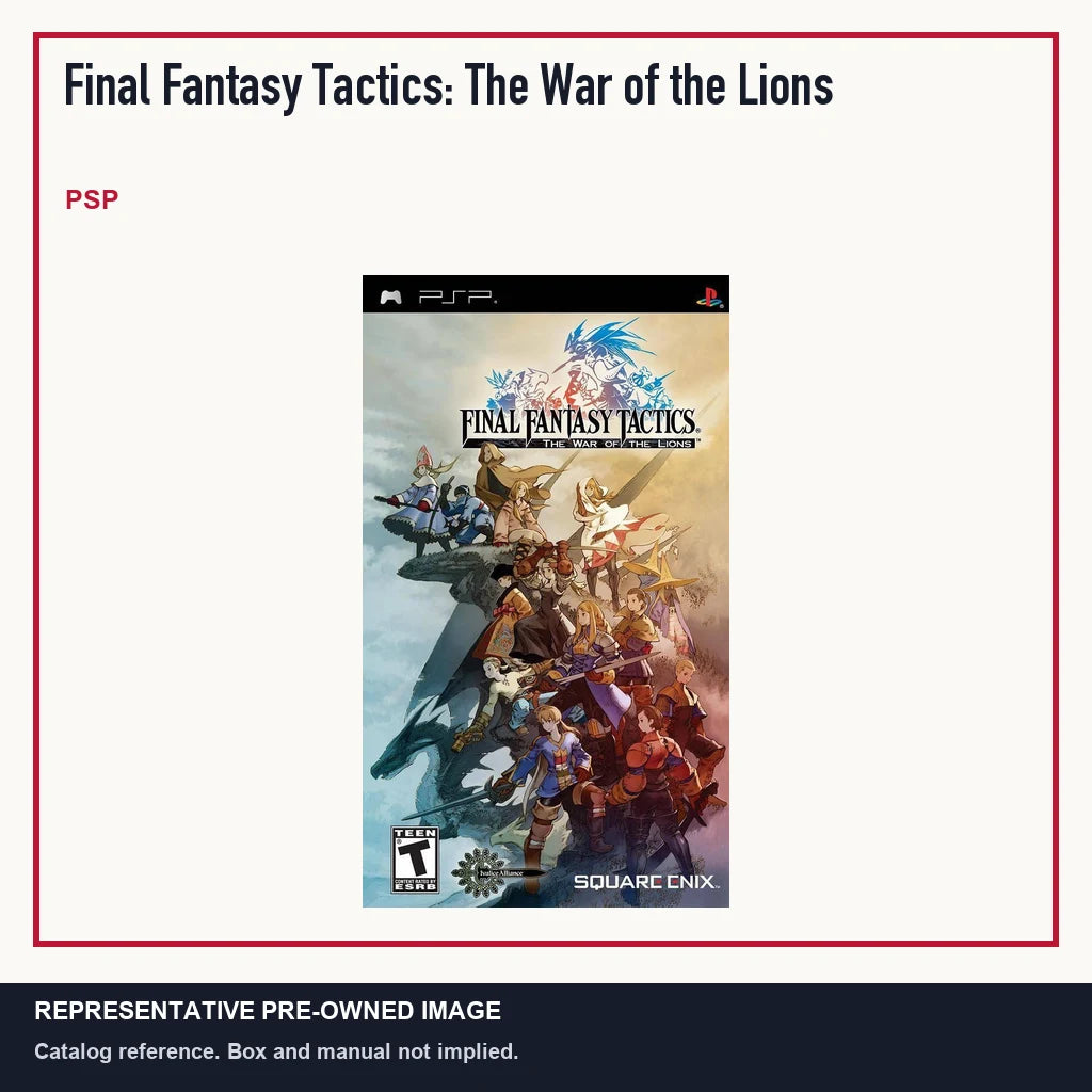 Representative pre-owned Final Fantasy Tactics: The War of the Lions (PSP), minimal product layout.