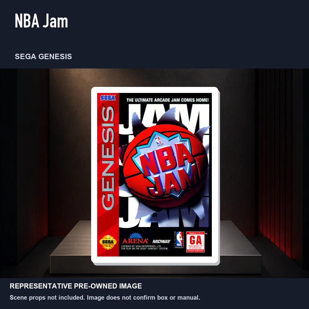 Representative pre-owned NBA Jam (Sega Genesis), product image on a display panel.