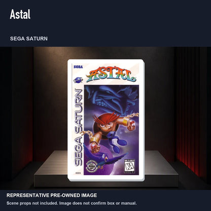 Representative pre-owned Astal (Sega Saturn), product image on a display panel.
