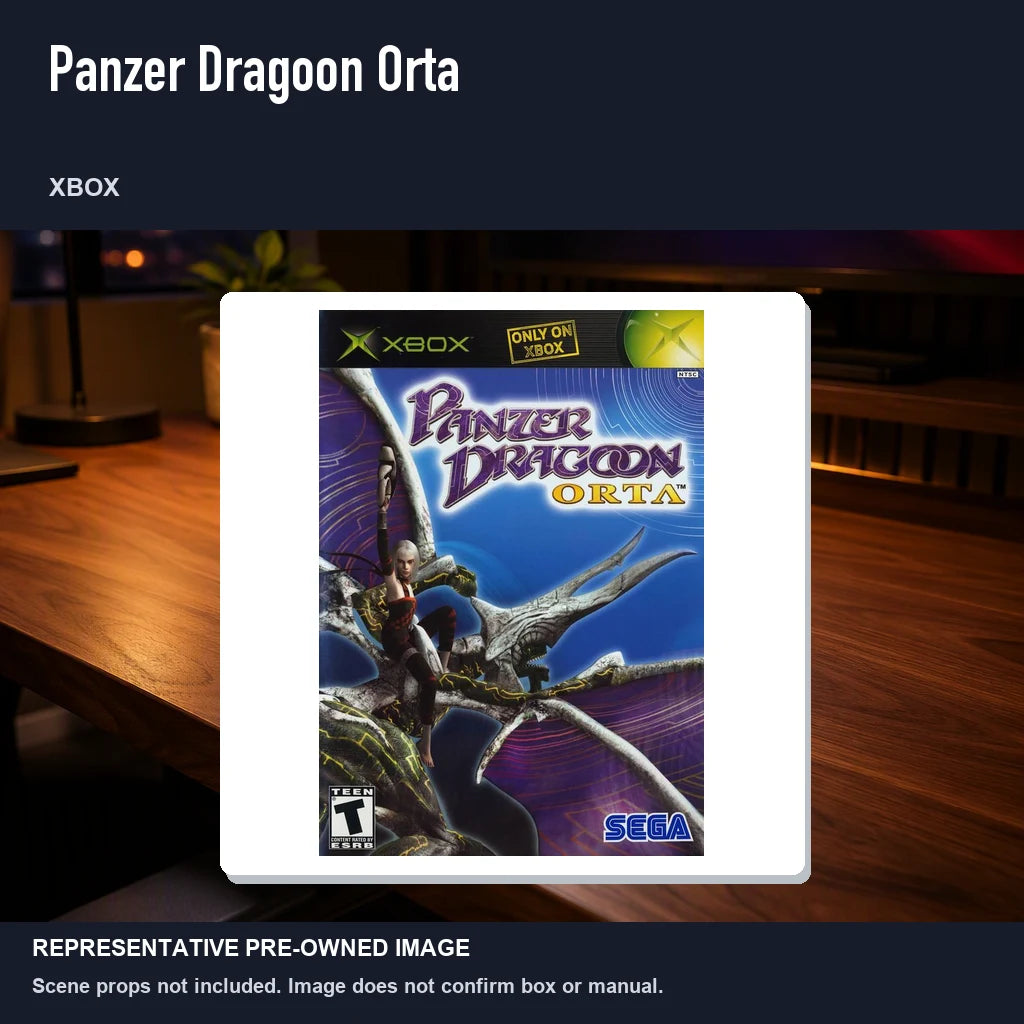 Representative pre-owned Panzer Dragoon Orta (Xbox), product image in a styled desk scene.