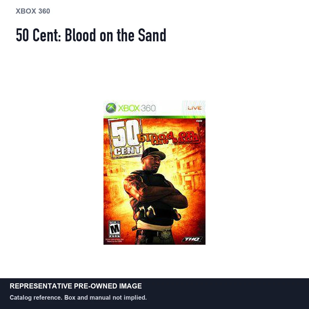 Representative pre-owned 50 Cent: Blood on the Sand (Xbox 360), white product reference.