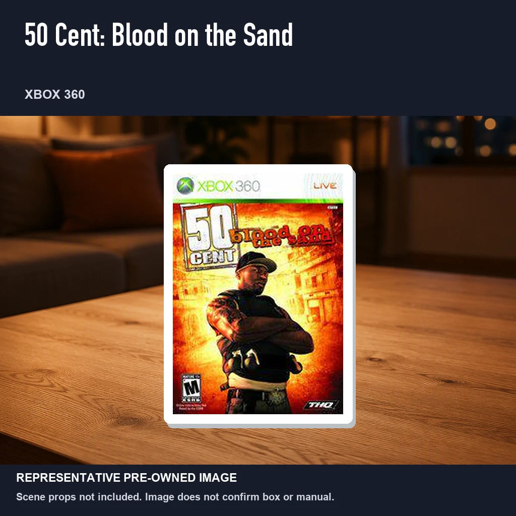 Representative pre-owned 50 Cent: Blood on the Sand (Xbox 360), product image in a styled room scene.