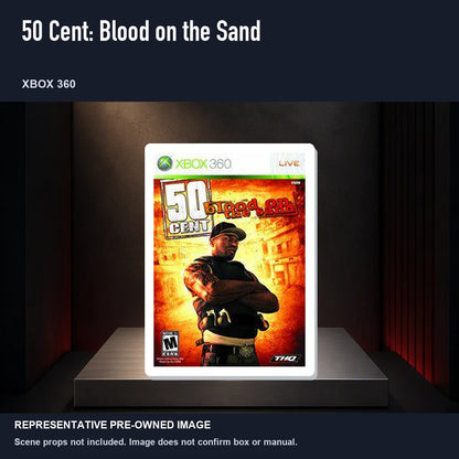 Representative pre-owned 50 Cent: Blood on the Sand (Xbox 360), product image on a display panel.